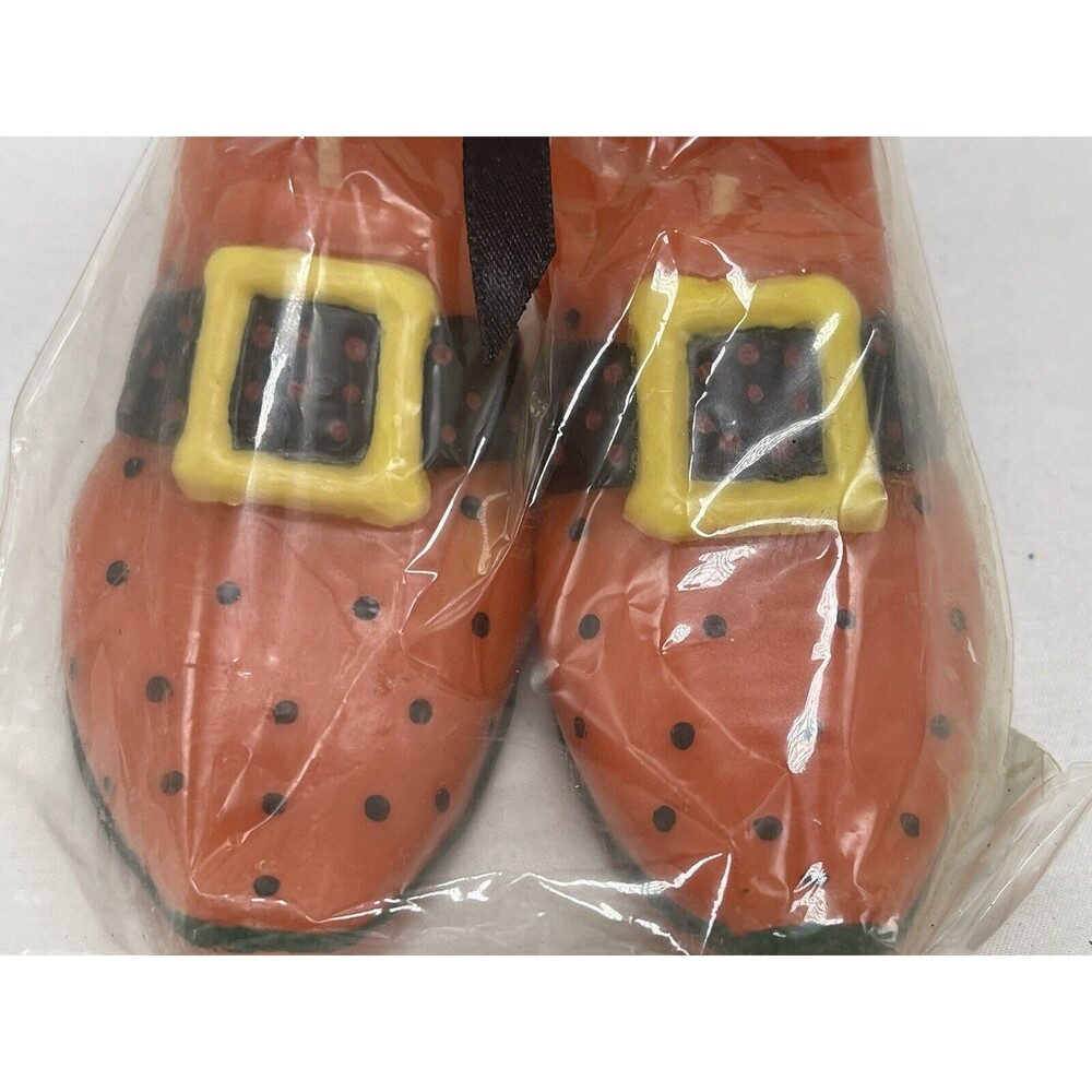 Stonia Creations Halloween Witch Pair Of Shoes  Candle Orange & Black New - Picture 7 of 12